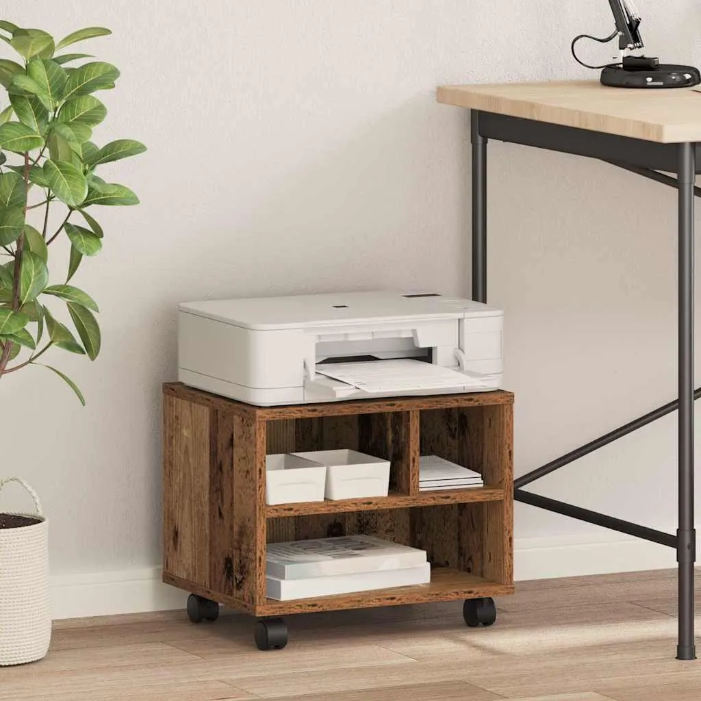 Support Imprimante 41 cm Bois Composite Robuste avec Rangement Intégré - 2