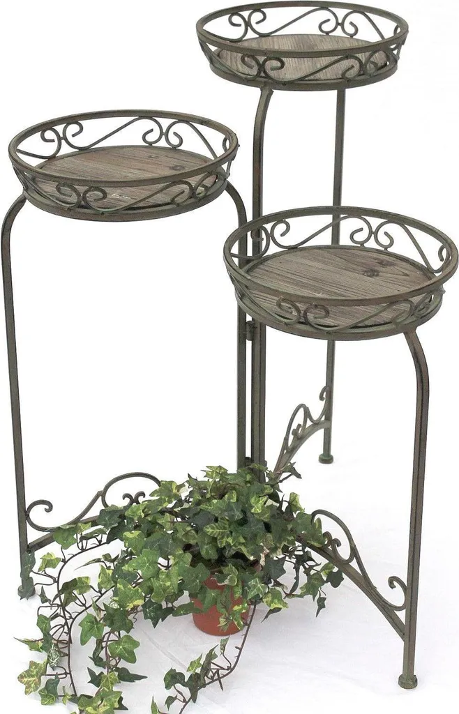 Gagnez de la place : Porte-fleurs vertical 3 niveaux Métal et Bois 72 cm