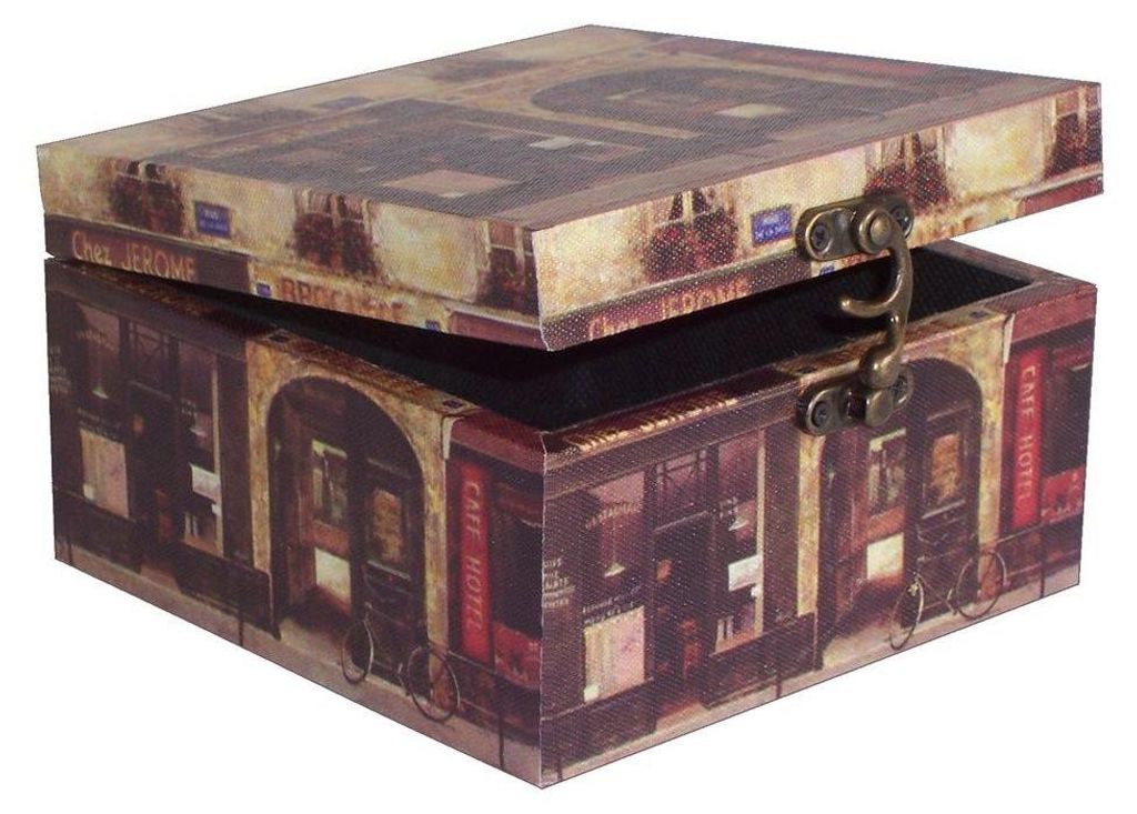 462 Massivholz Box in Leinenoptik , Box ca. 14,5 x 14,5 x 8,5 cm