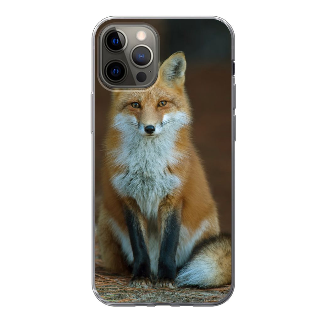 MuchoWow Handyhülle Schutzhülle Hülle für iPhone 12 Pro Fuchs - Makro - Rot Silikon Softcase Handy Hülle - Abdeckung