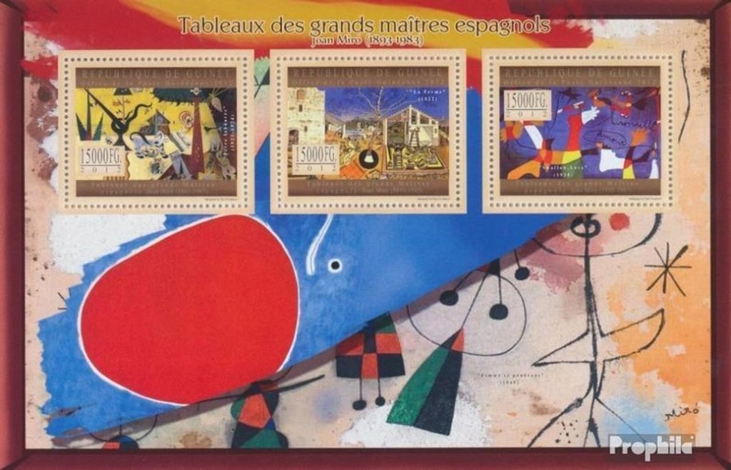 Briefmarken Guinea 2012 Mi 9689-9691 Kleinbogen (kompl. Ausgabe) postfrisch Spanische Meister (Joan Miro)