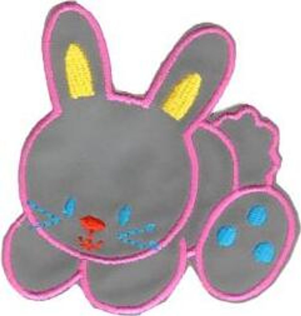 Aufnäher Patches grau rosa Kaninchen Gr. ca. 6,5 x 7cm 20715