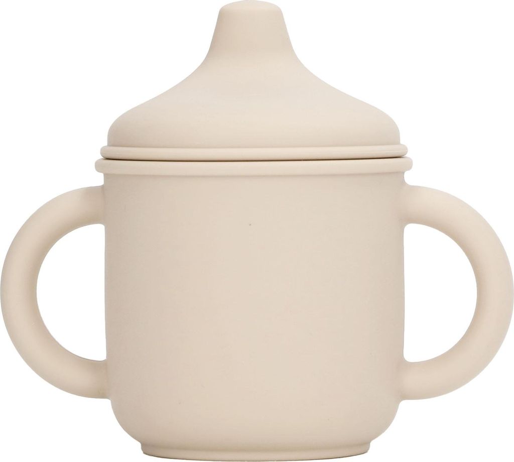 Silicon Spill Proof Cup Spülmaschine und mikrowelle sicheres Training mit Griffen Spout Deckel für Kleinkinder Babys Beige