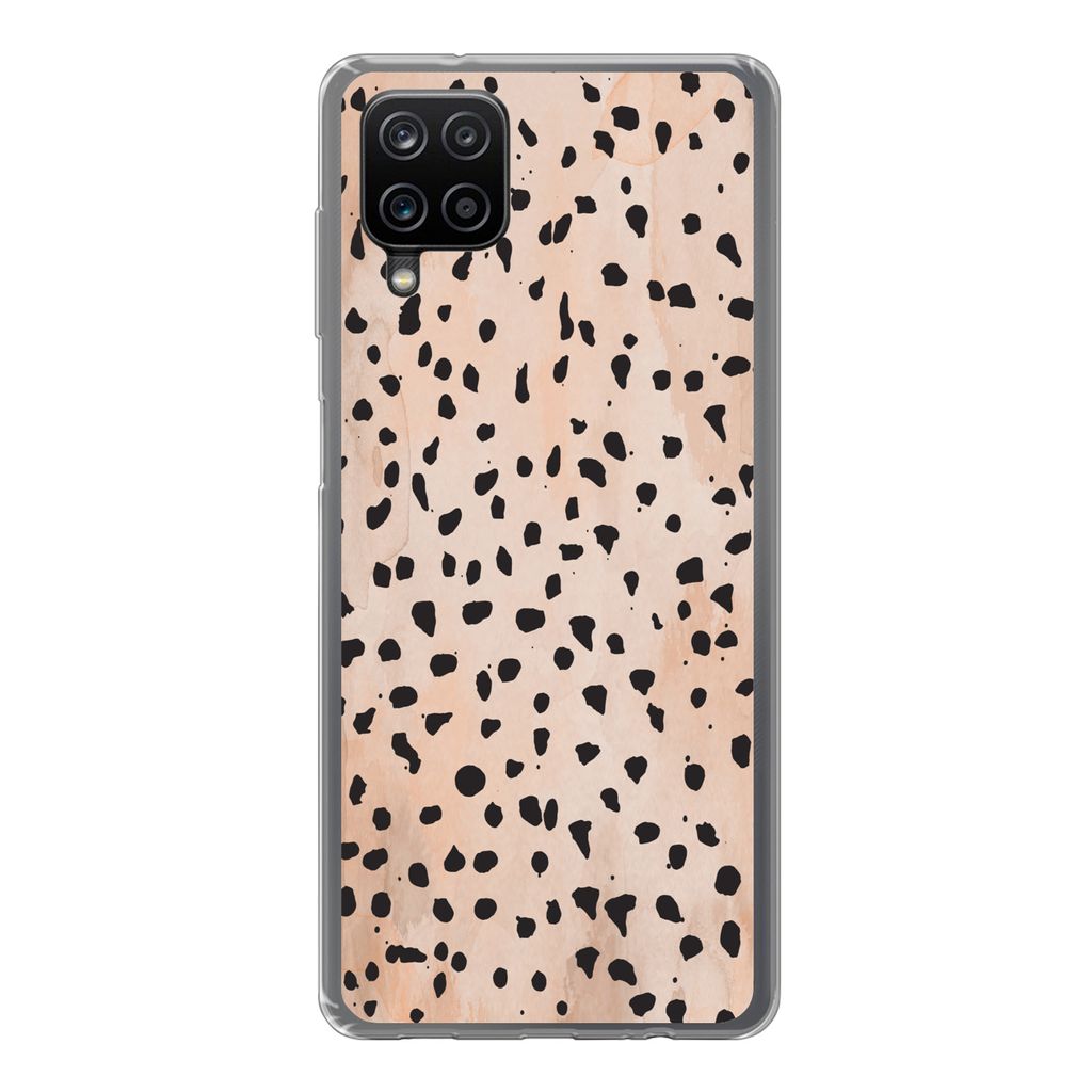 MuchoWow Handyhülle Schutzhülle Hülle für Samsung Galaxy A12 Polka dots - Schwarz - Marmor Silikon Softcase Handy Hülle - Bild