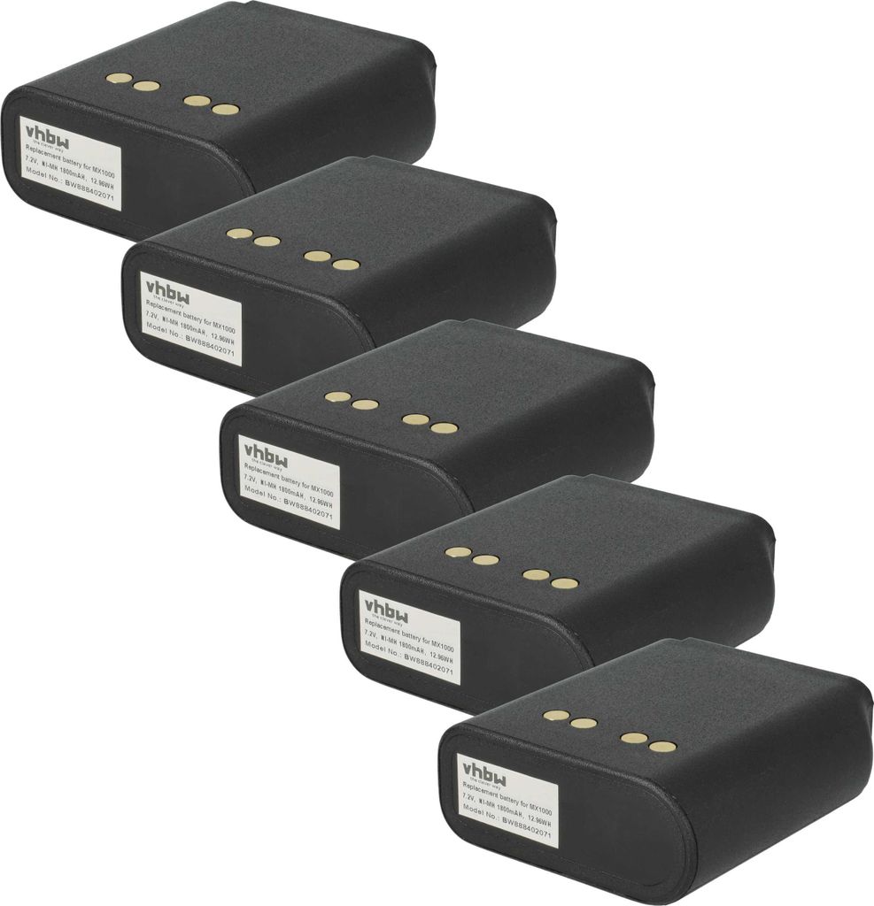 vhbw 5x Akku kompatibel mit Motorola MX3000, MX2000, MX1000, Saber 2, Saber 1, Astro Saber, MX3010 Funkgerät, Walkie Talkie (1800 mAh, 7,2 V, NiMH)