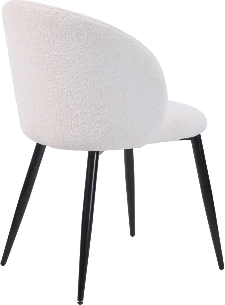 Chaise Confortable et Stable en Tissu Teddy Crème pour Salle à Manger