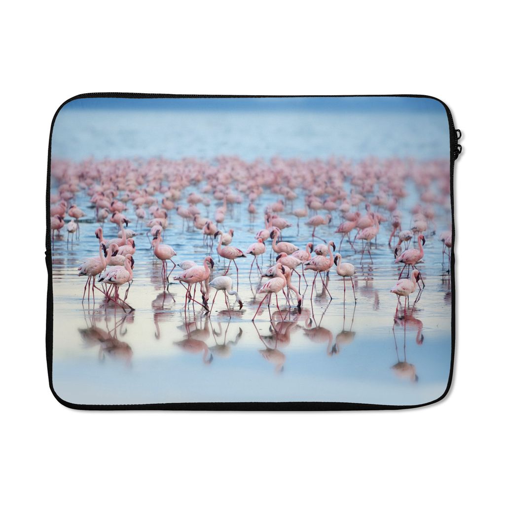 MuchoWow Laptop Hülle 17 Zoll Laptoptasche Flamingoschwärme am Nakurusee in Kenia - Zipper - Schutzabdeckung