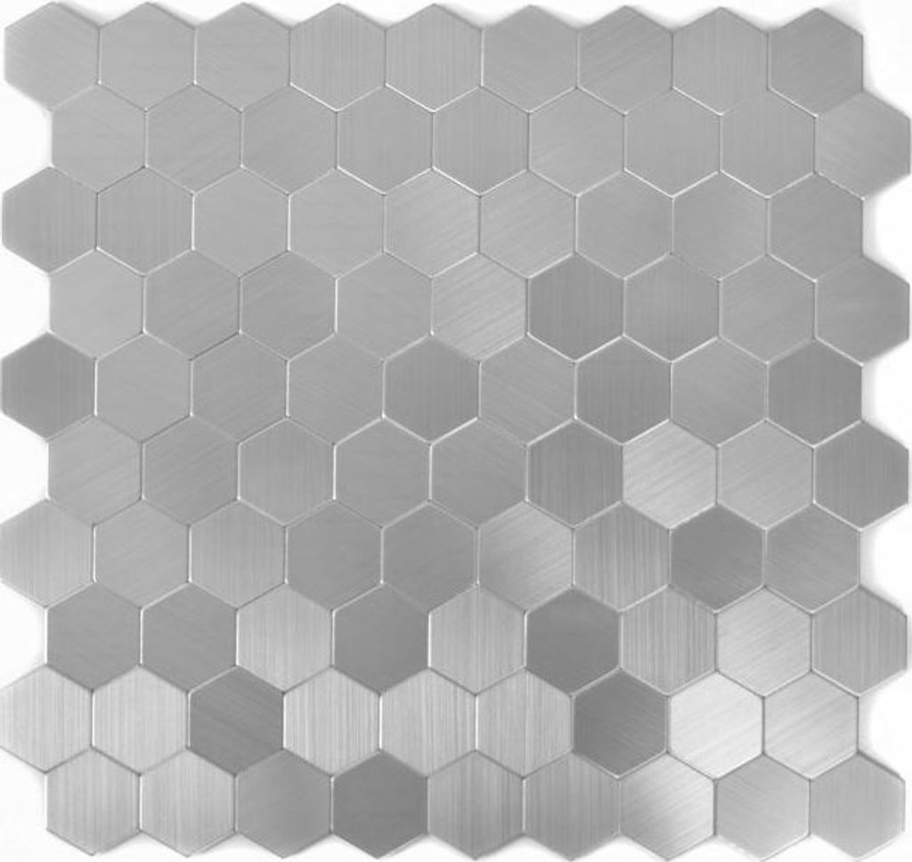 Mosaikfliese selbstklebend Aluminium silber metall Hexagon metall MOS200-22MHX_f