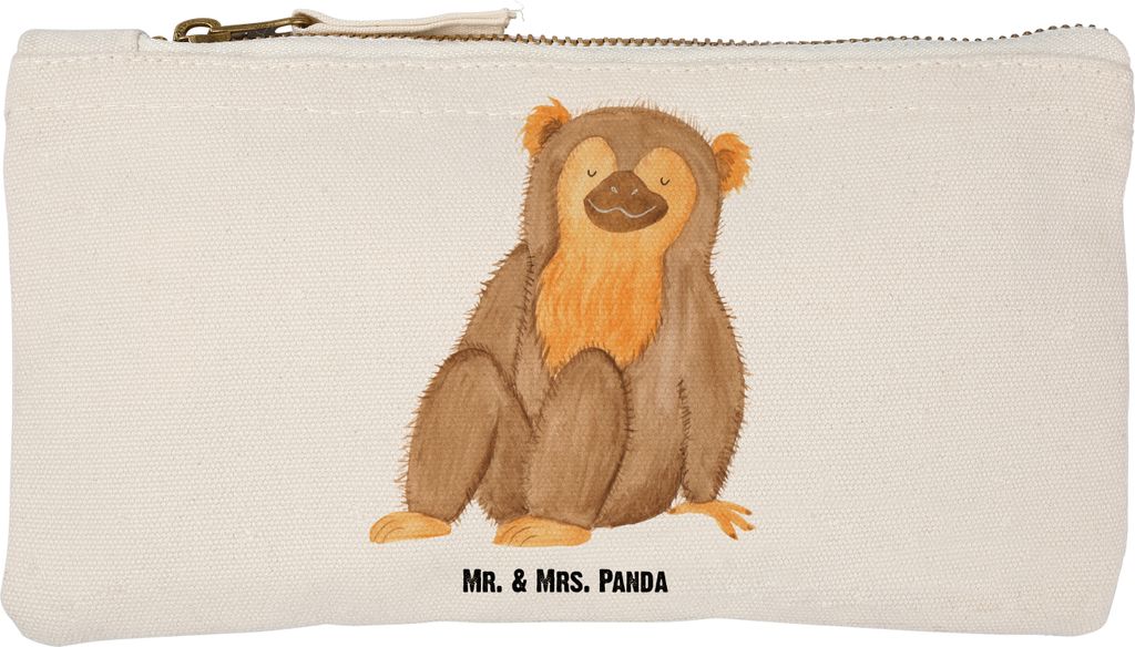 Mr. & Mrs. Panda Kulturtasche Affe Größe S Klein - Weiß - Geschenk, Federtasche, Mäppchen, Wildtiere, Selbstliebe, Kosmetiktasche, Kulturbeutel...