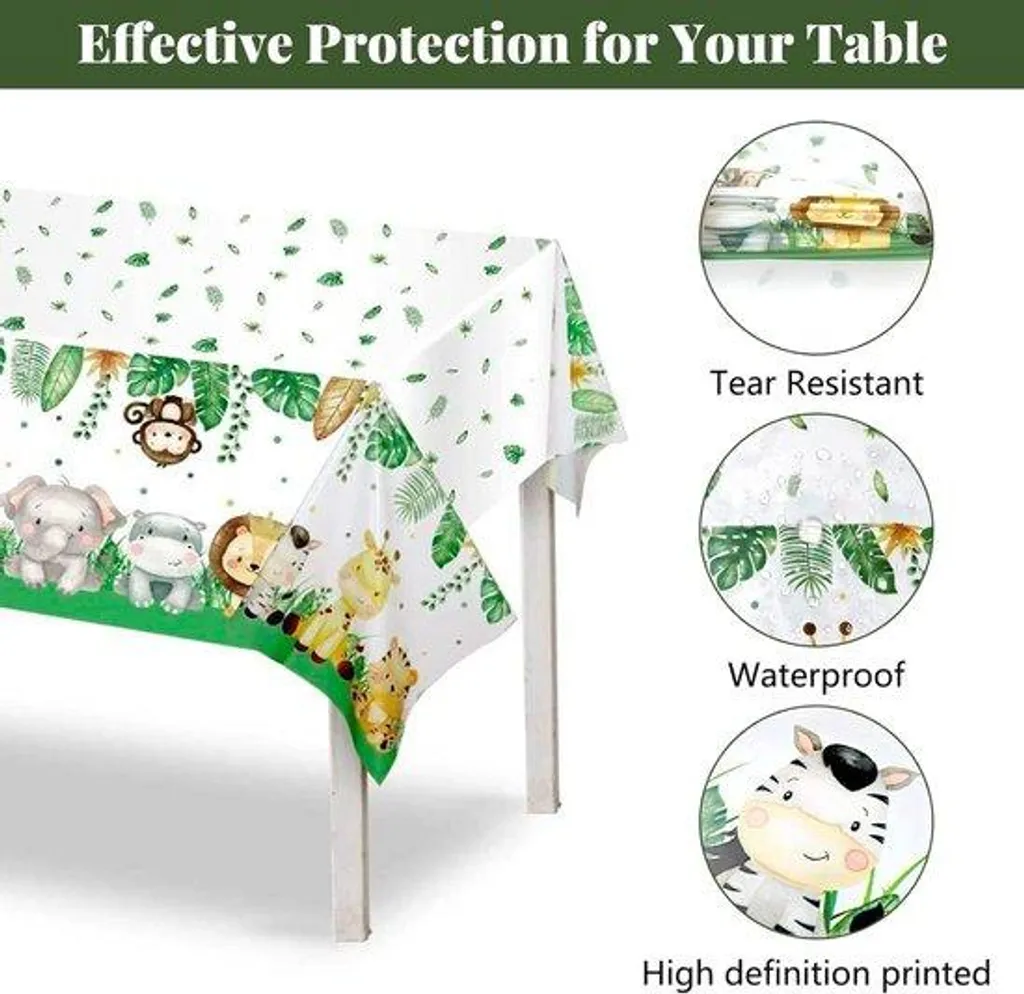 Nappe Jungle jetable 137 x 274 cm - Lot de 3 pour anniversaire enfant