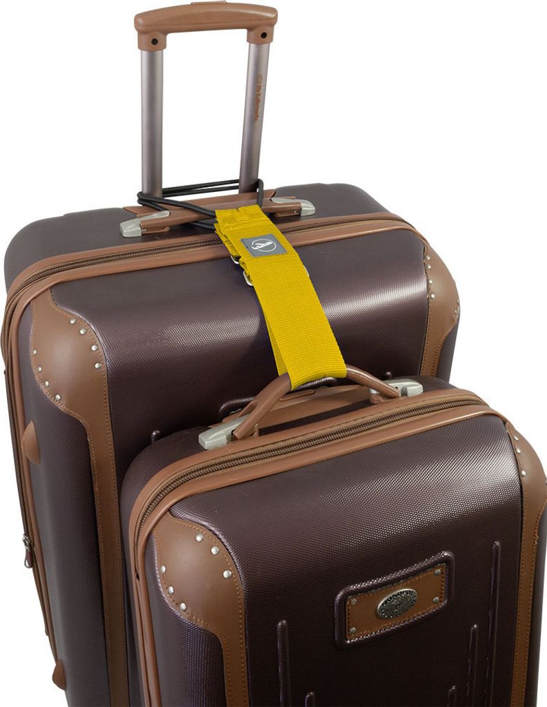 Trageschlaufe für Koffer und Taschen – Kofferhalter aus reißfestem Nylon – verstellbar 30–48 cm – Gepäckbefestigung für Trolley Farbe gelb
