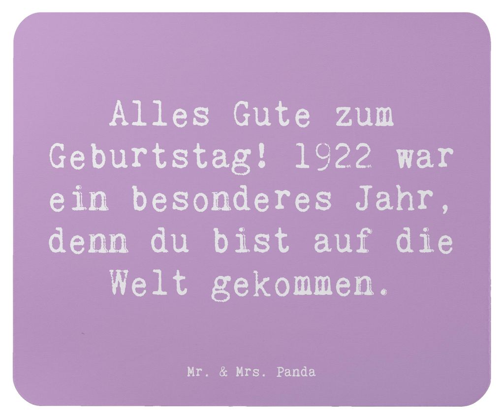 Mr. & Mrs. Panda Mauspad Spruch 1922 Geburtstag - Lavendeltraum - Geschenk, Mousepad, laptop, Retro-Geschenk, Jahrgang, 100., gummi, Mouse Pad, Alt...