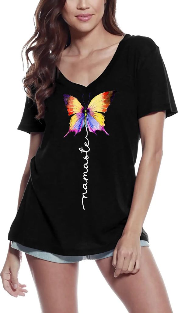 Damen Grafik T-Shirt V-Ausschnitt Namaste zen spiritualität - yoga frieden – Namaste Zen Spirituality - Yoga Peace – Öko-Verantwortlich Vintage