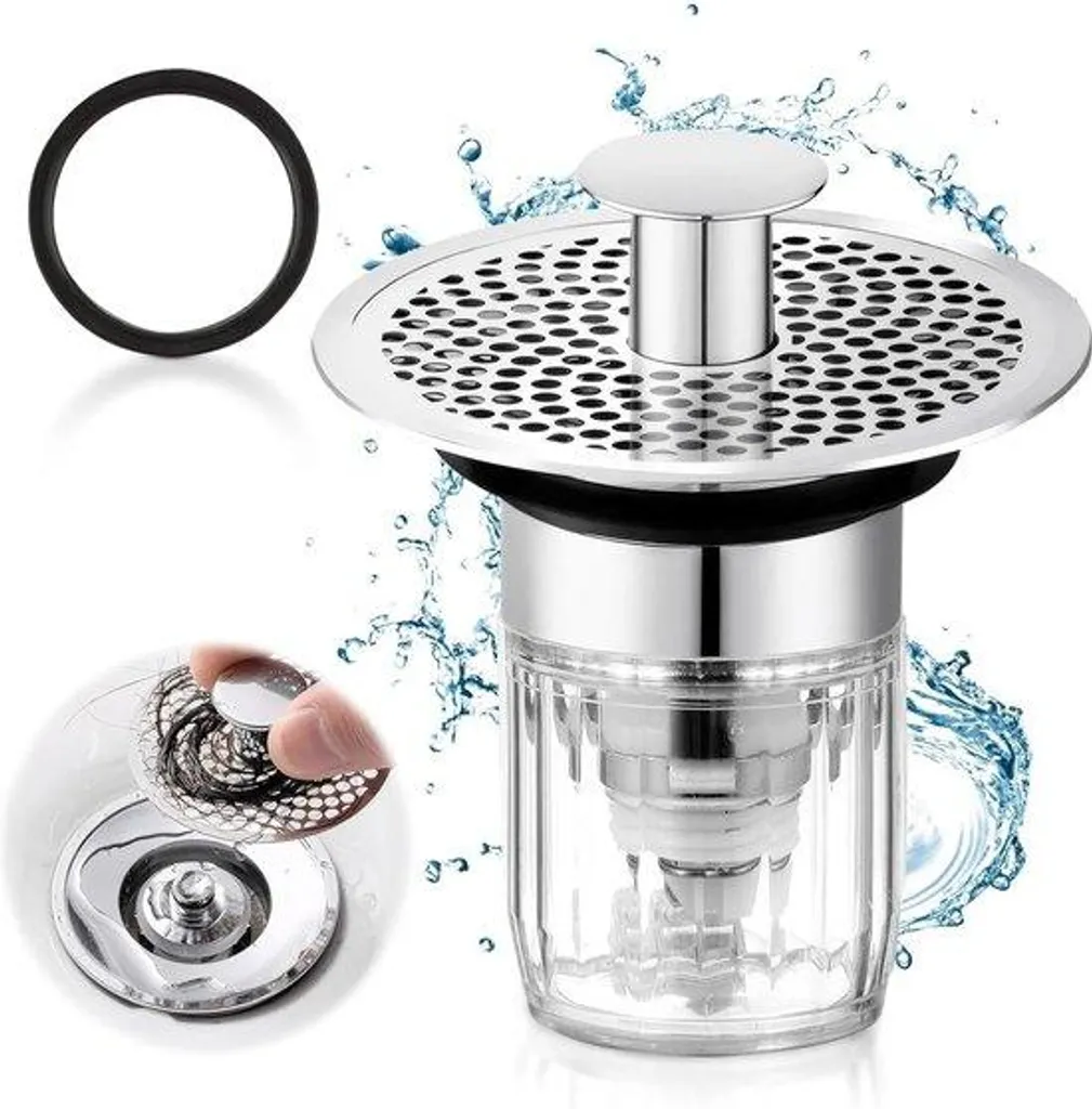 Bouchon de vidange noir en laiton à ressort pour lavabo universel 62mm