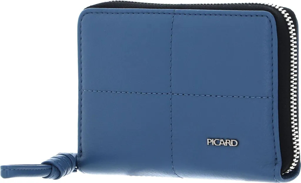 Porte-monnaie Compact Zip Around Picard Plaza en Cuir Bleu Wintersky