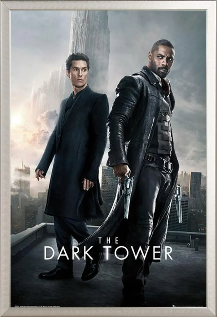 Poster The Dark Tower City sous Cadre Shinsuke® en Aluminium Argent 61x91cm