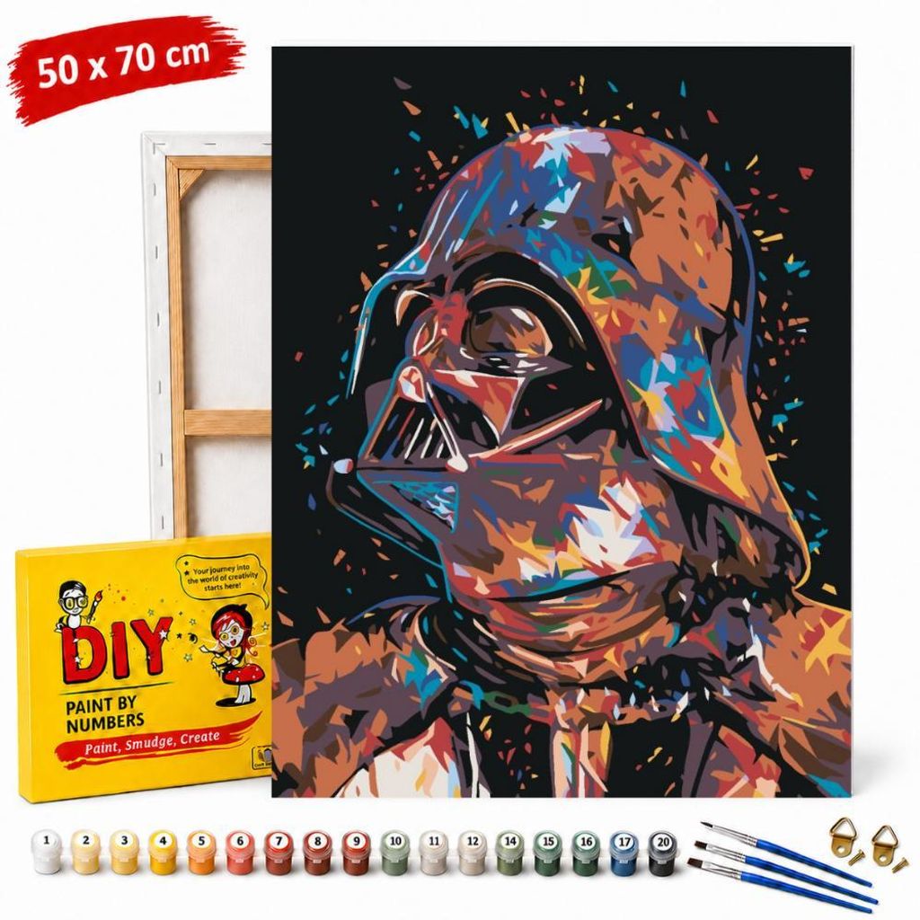 Malvorlage nach Zahlen mit Rahmen – Abstrakter Darth Vader, Produktbild 