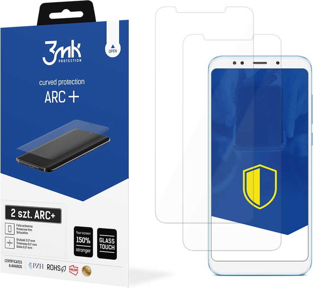 3mk Display Schutzfolie ARC+ für Xiaomi Redmi Note 5 Global 0,17mm Self-Heal (2 Stück)