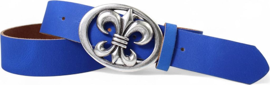 FRONHOFER Damen Ledergürtel 4 cm mit Lilien Gürtelschnalle, französische Lilie, echt Leder