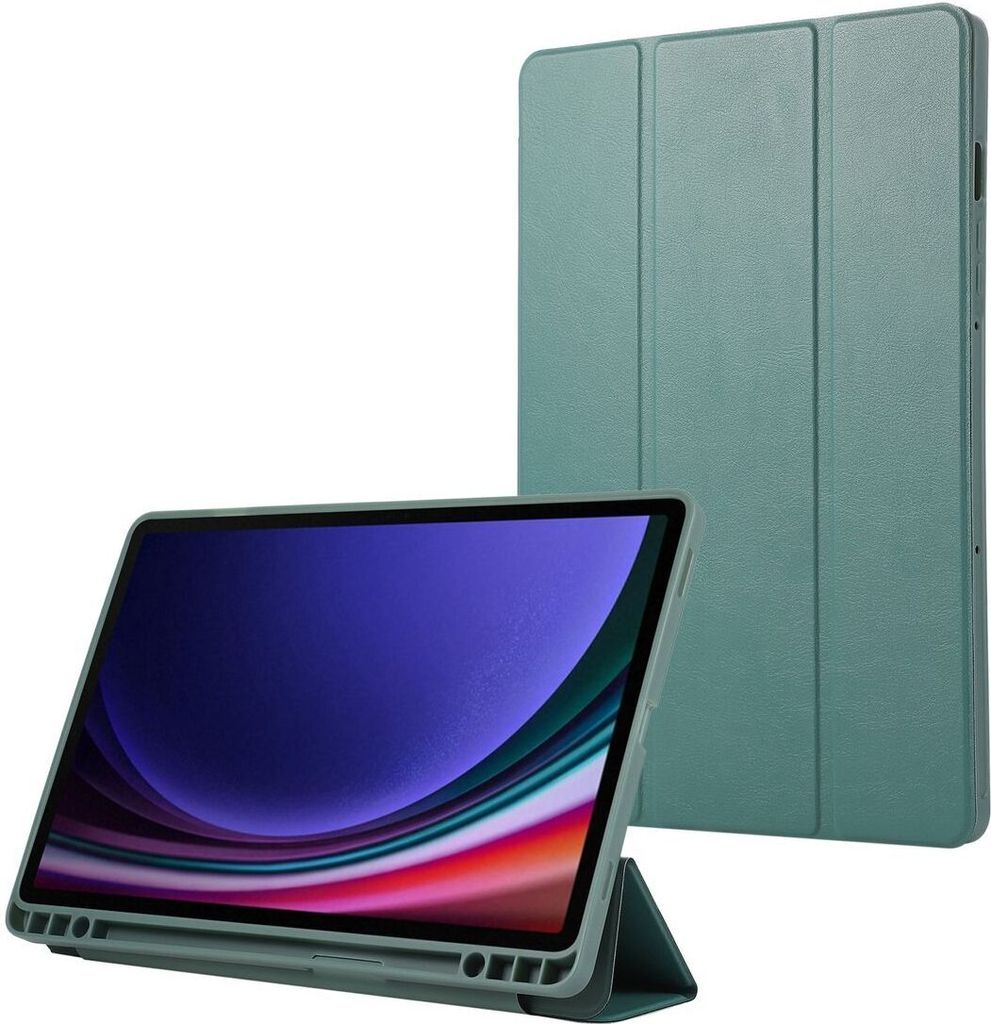 Schutz Tablet Hülle für Samsung Galaxy Tab S9 3-Fold Klapp Tasche Cover Case, Farbe:Dunkelgrün