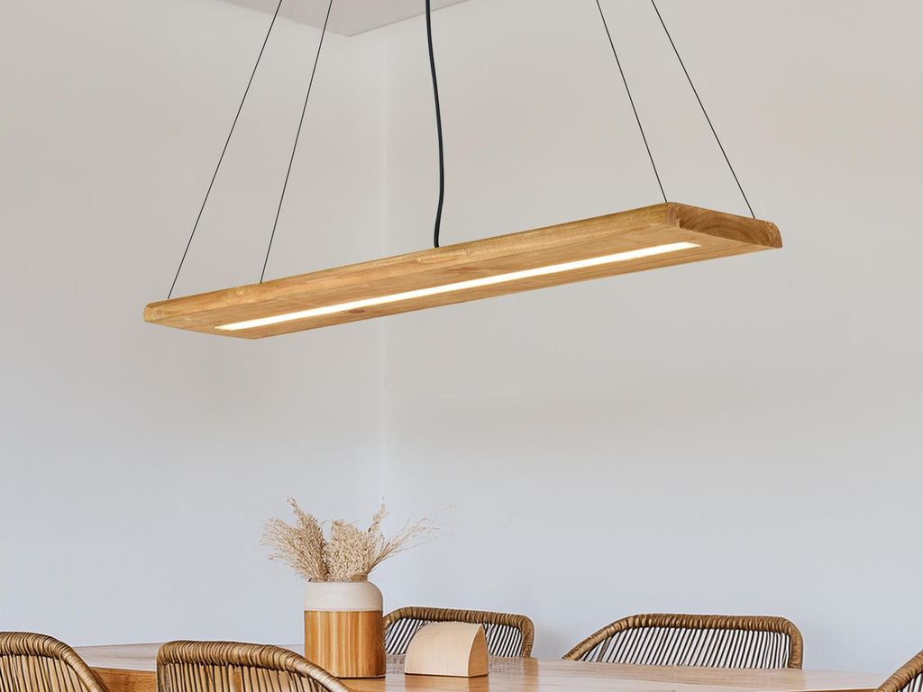 Trio Brad LED Pendelleuchte  27W dimmbar Holzfarbig Produktbild 