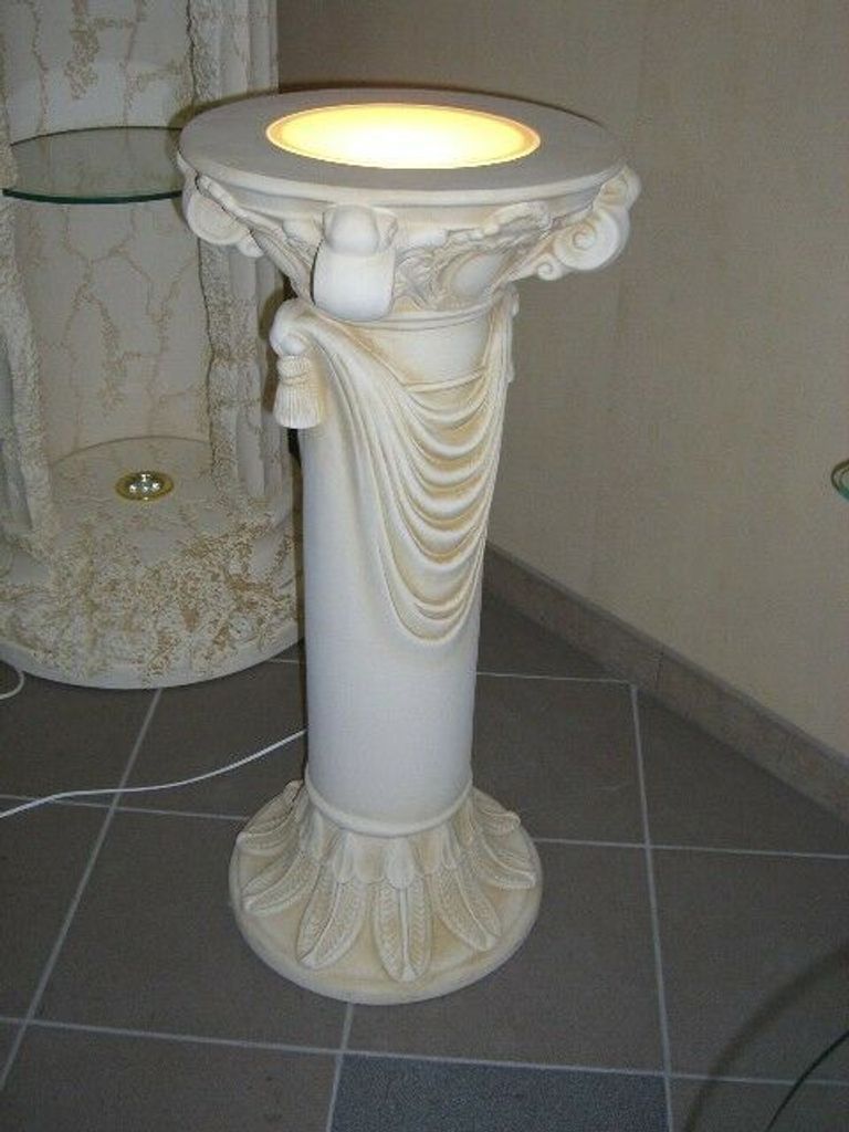 ANTIKES WOHNDESIGN beleuchtete Säule AWD-BS-034-B B:34cm H:70cm antikfinish - creme - beige