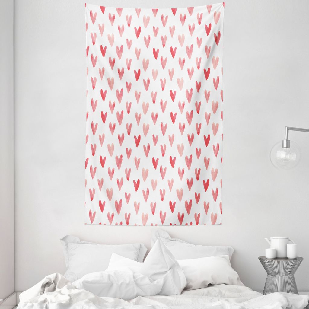 ABAKUHAUS Liebe Wandteppich und Tagesdecke, Retro-Art-Kunst-Formen aus Weiches Mikrofaser Stoff Waschbar ohne Verblassen Digitaldruck, 140 x 230 cm...