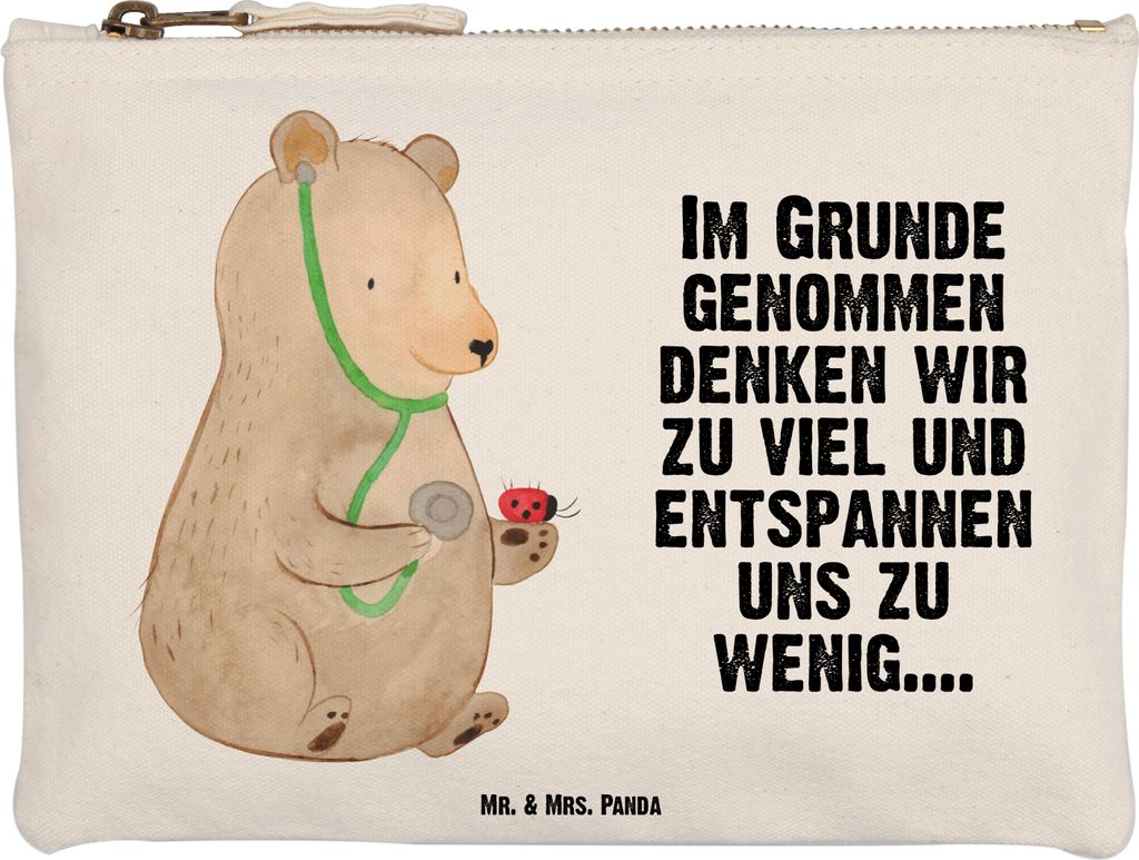 Mr. & Mrs. Panda Mäppchen Bär Arzt Größe M - Weiß - Geschenk, Professor, Federtasche, Federmappe, Ärztin, kosmetiktäschchen, Professorin, Te...