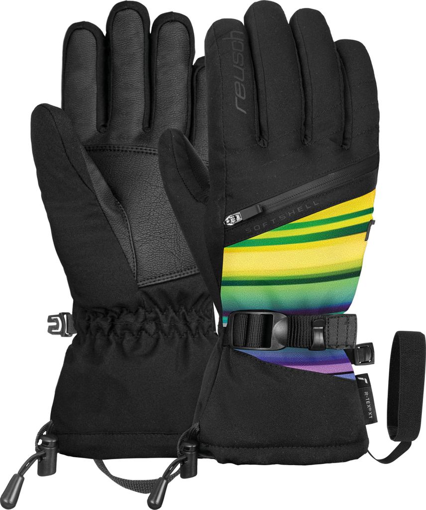 Reusch Fingerhandschuhe Demi R-TEX XT mit verstellbarem Verschluss 7492 black/multicol lines 6.5