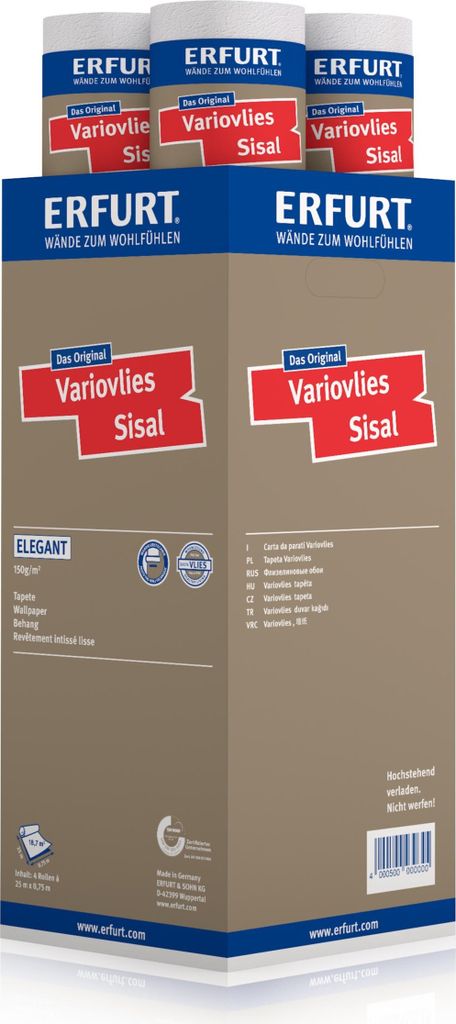 4 Rollen Erfurt Variovlies Sisal Vliestapete 25 m x 0,75 m, Produktbild 