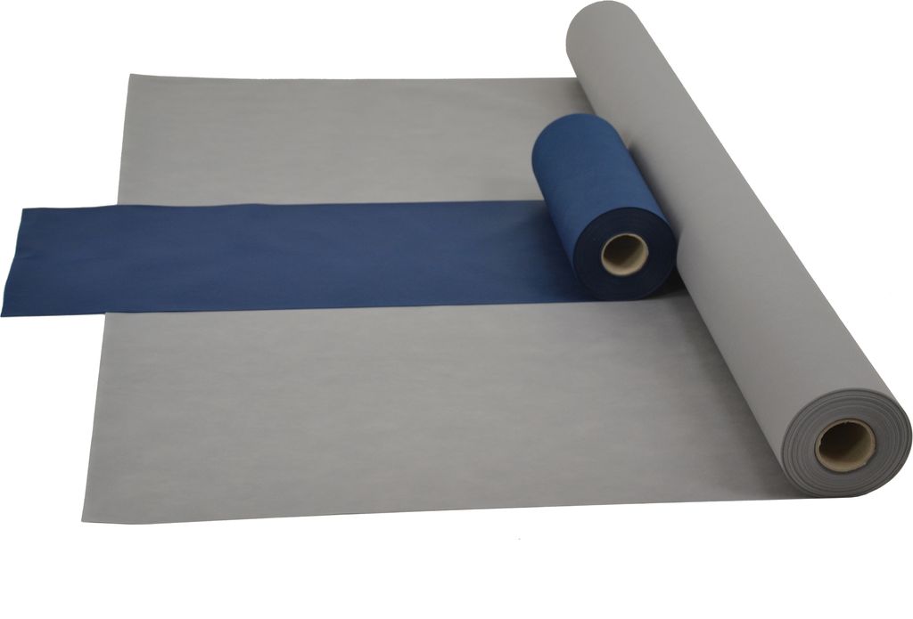 Sensalux Kombi-Set 1 Tischdeckenrolle 1,5m x 25m grau + Tischläufer 30cm blau