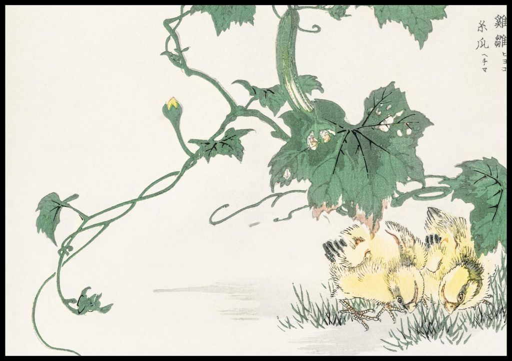 Poster 100x70cm Chick, Japanischer Vintage Kashu für das Wohnzimmer