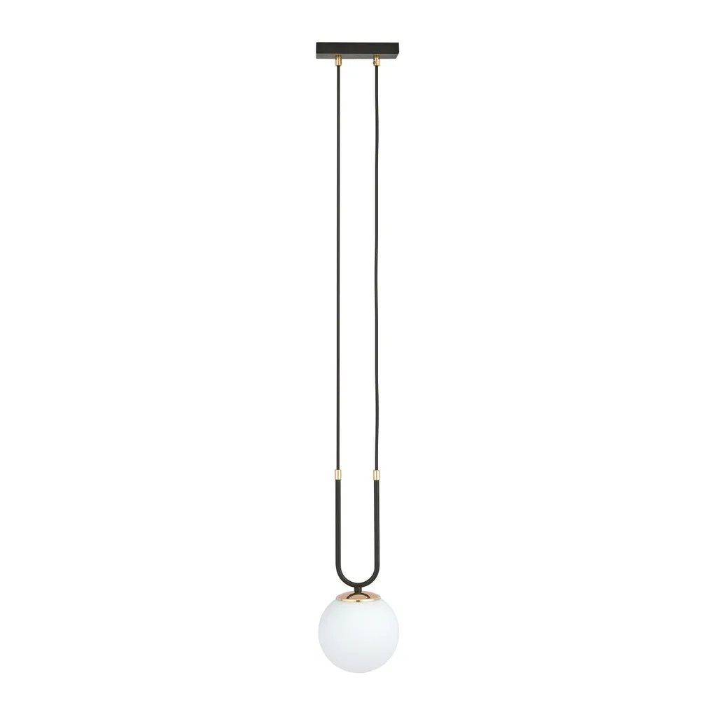 Suspension design en métal noir et verre opale 1xE14 gamme Emibig GLAM