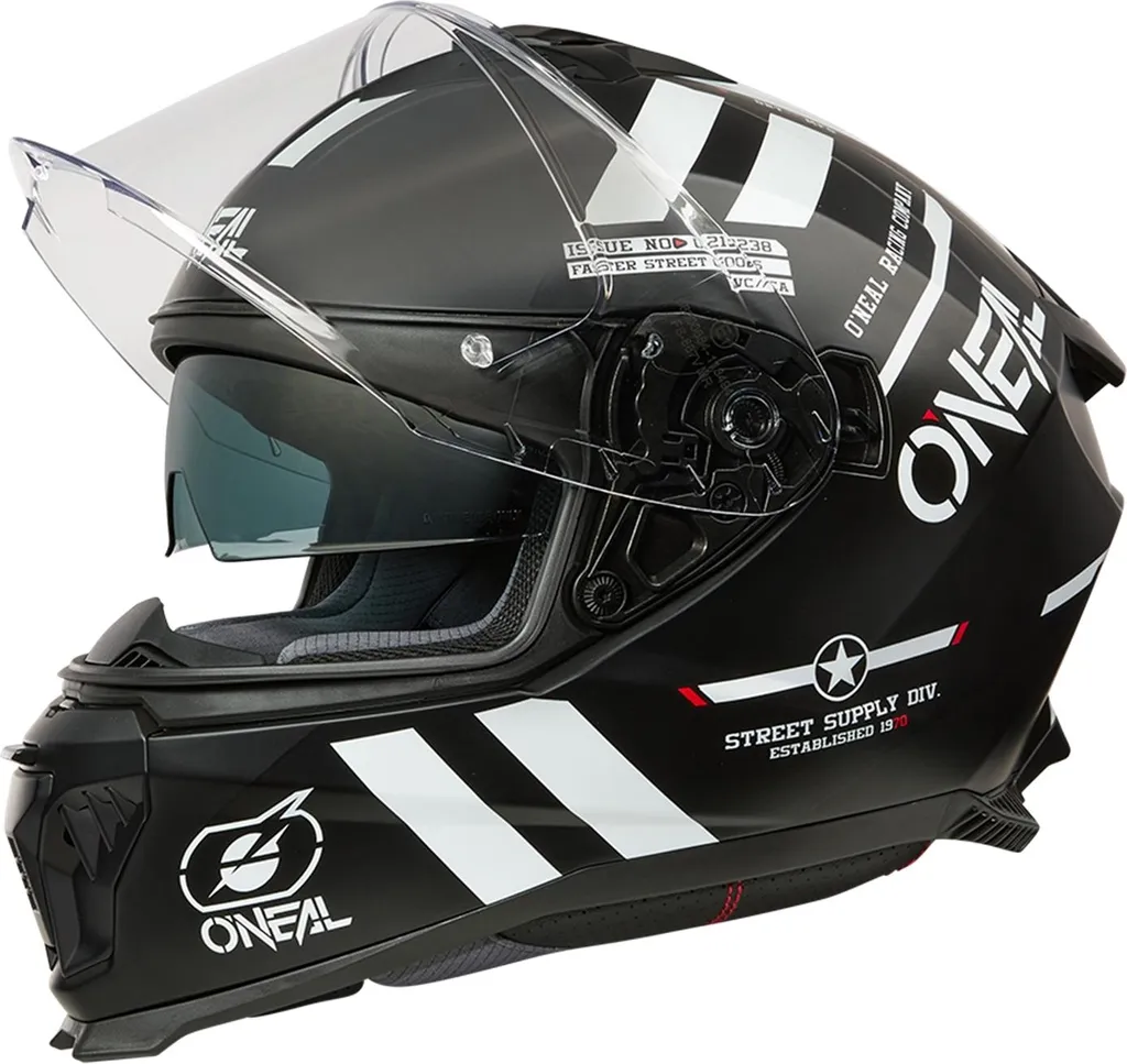 Casque O'Neal Challenger Warhawk XS Noir Rouge avec Écran Solaire
