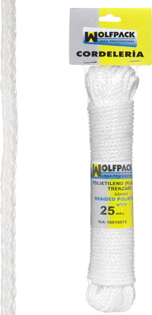 Weiße, geflochtene Plastikschnur (Knäuel 25 m)