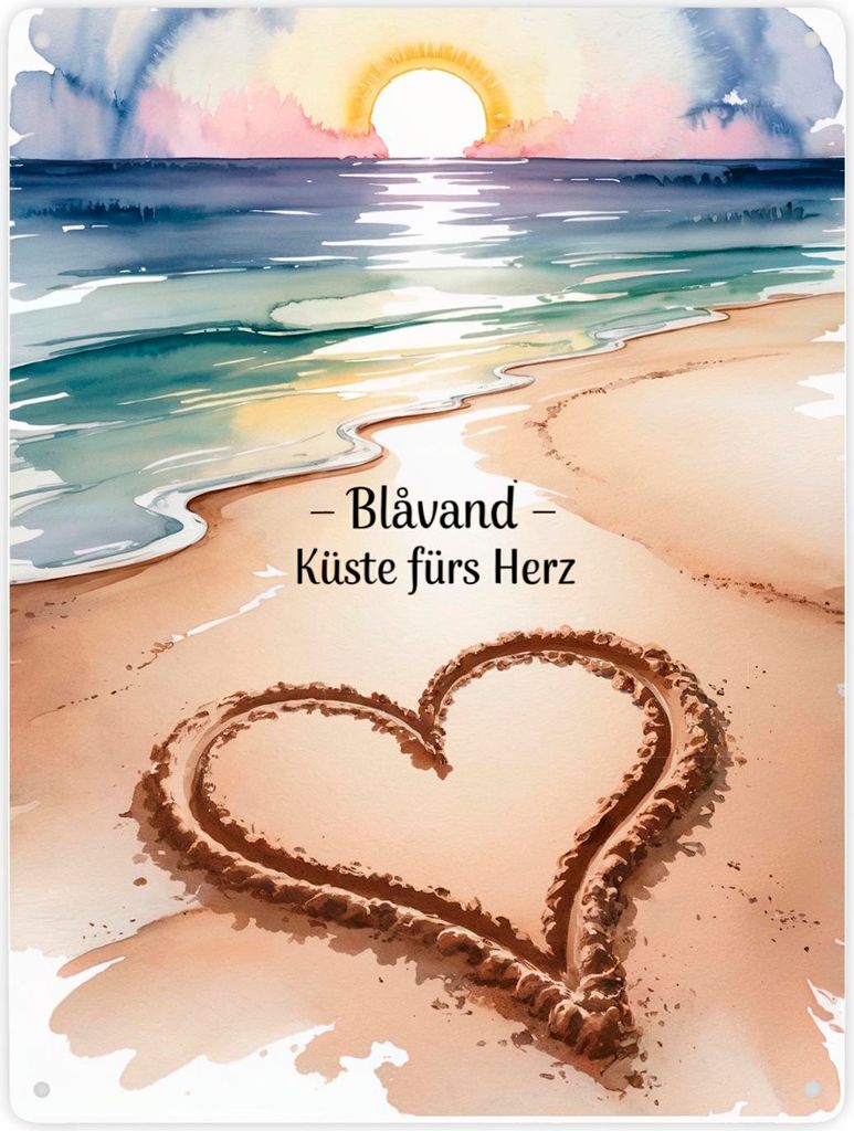 Blåvand – Küste fürs Herz Metallschild XXL in 28x38 cm