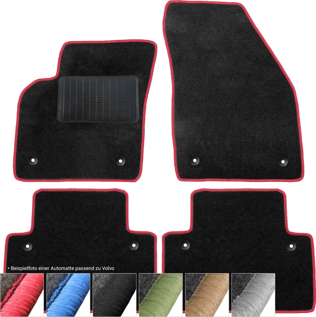 Tappetini Premium Velluto Volvo V70 2011-2016 Nero Rosso moto-MOLTICO