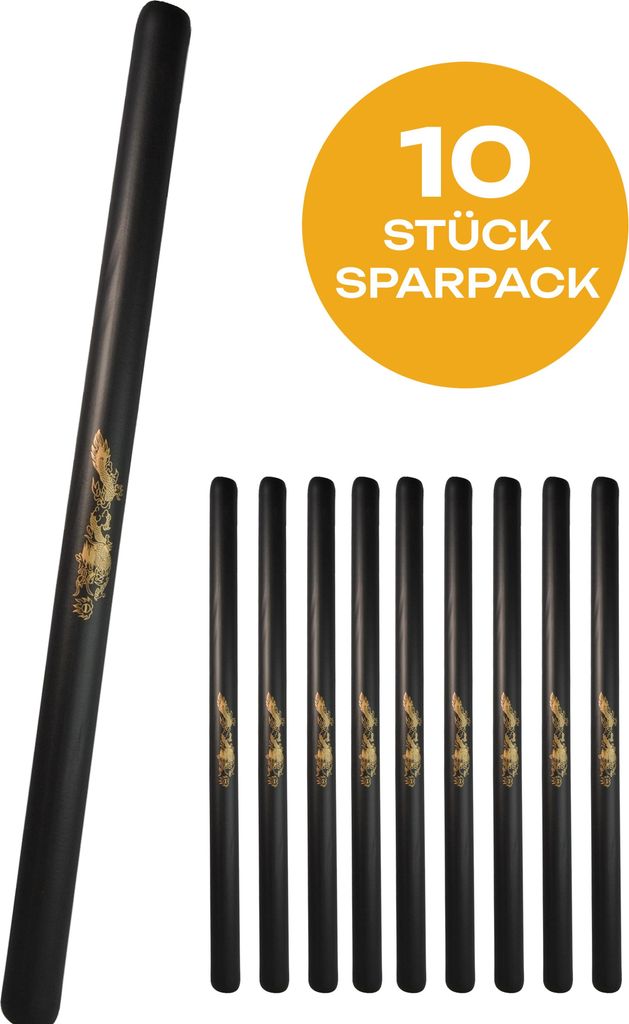 10er Pack Escrima Safety Trainingsstock 65 cm schwarz Drachenmotiv mit Schaumstoffbezug