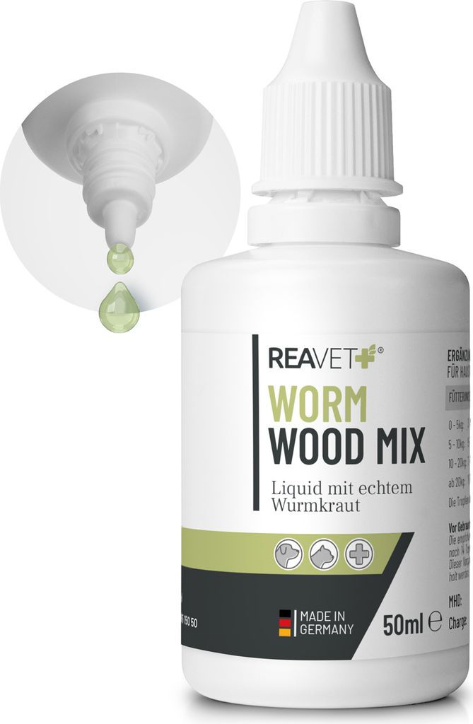 REAVET Wurm-Kraut Liquid Tropfen flüssig 50ml, Wurmkur Produktbild