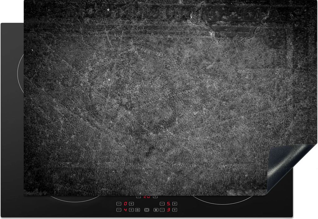 KitchenYeah Herdabdeckplatte Leder - Strukturiert - Industriell - Grau , 76x51cm, Küche Deko, Glaskeramikfeld Herdabdeckung, Abdeckplatte fùr K...