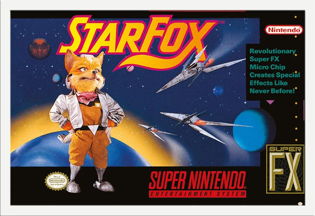 Affiche Star Fox sous Cadre Blanc Shinsuke en Bois MDF et Vitre Acrylique