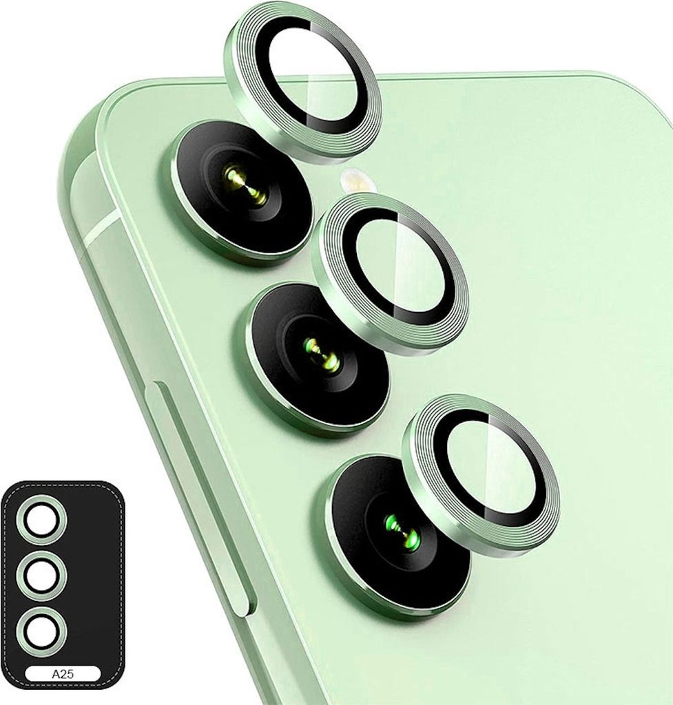 Für Samsung Galaxy A25 5G Aluminium Ring Kamera + H9 Tempered Hart Glas Film