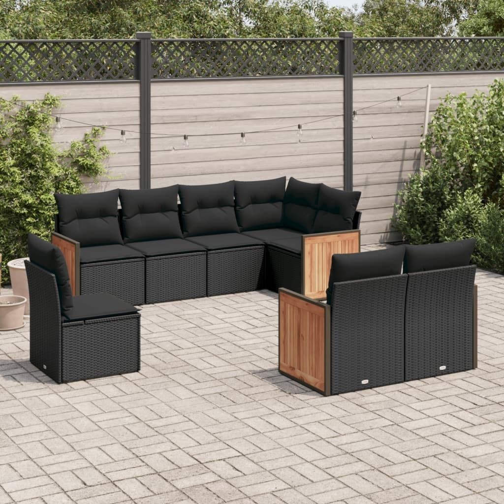 Maison Exclusive - 8-tlg. Garten-Sofagarnitur mit Kissen Schwarz Poly Rattan
