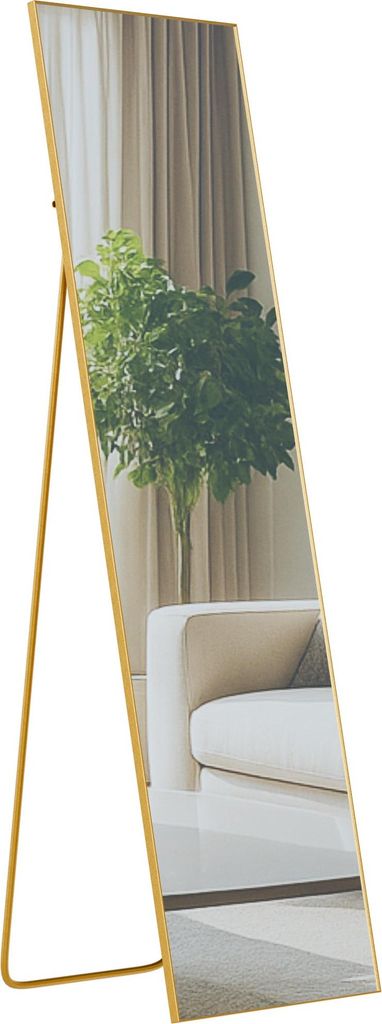 Standspiegel KRAKOW - Glas Gold glanz 40x3x140 cm | Ganzkörperspiegel Freistehender Spiegel Groß Schlafzimmer