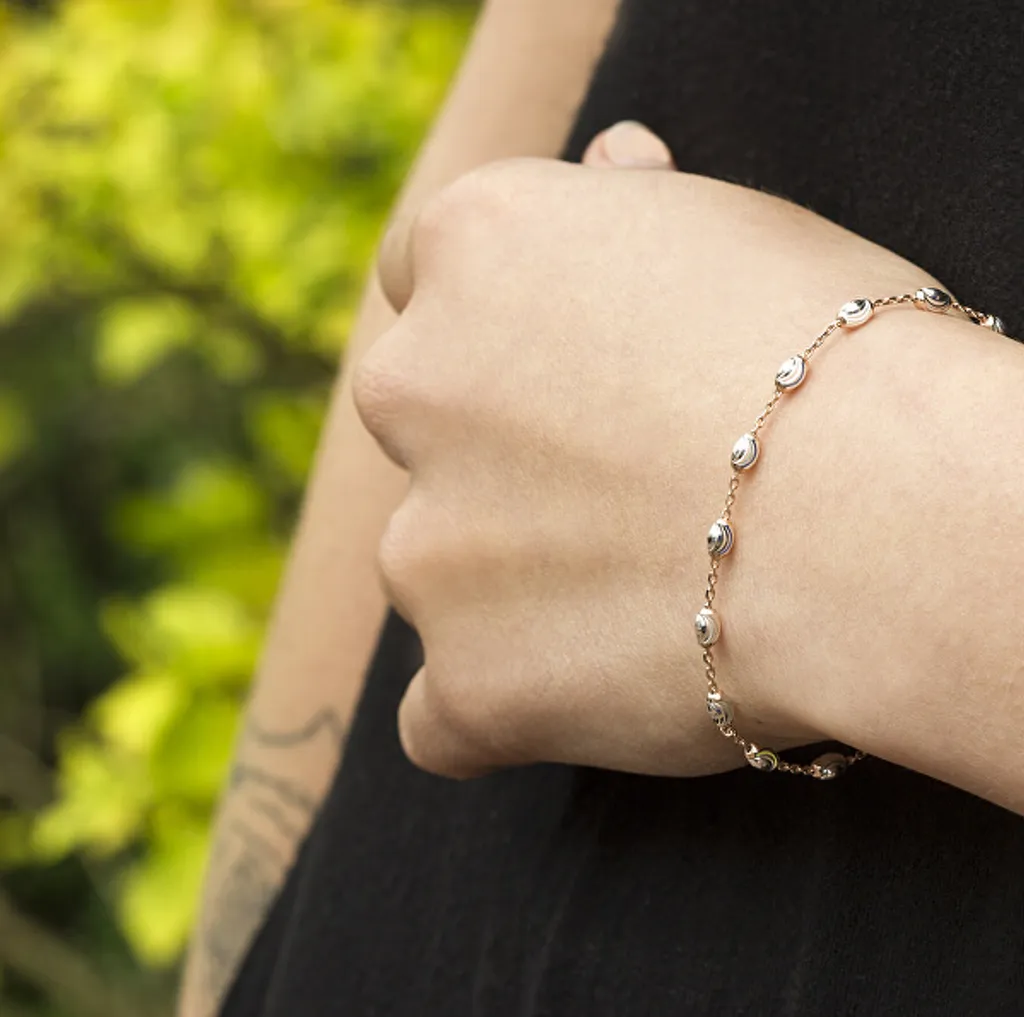 Bracelet bicolore pour soirée et travail - Accessoire chic AGB513 17cm
