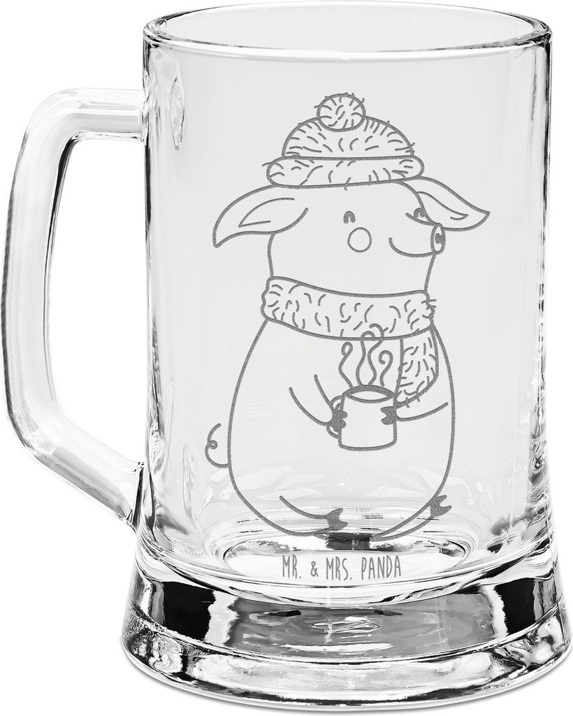 Mr. & Mrs. Panda Krug Schwein Glühwein - Transparent - Geschenk, Gravur Bierkrug, Punsch, Weihnachtsmarkt, Bierhumpen, Glühschwein, Seidel, Humpe...