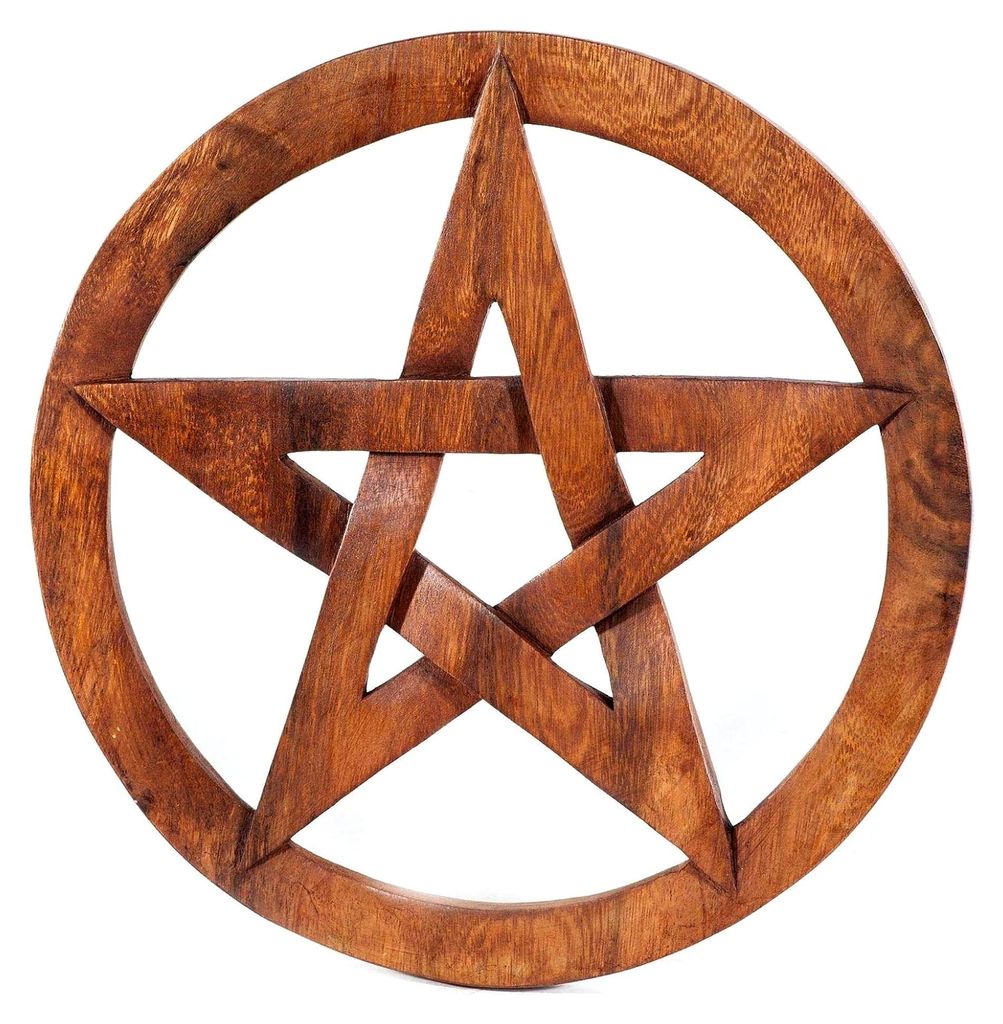 Keltisches Wandbild Pentagramm Ø 30 cm Holzrelief Handarbeit