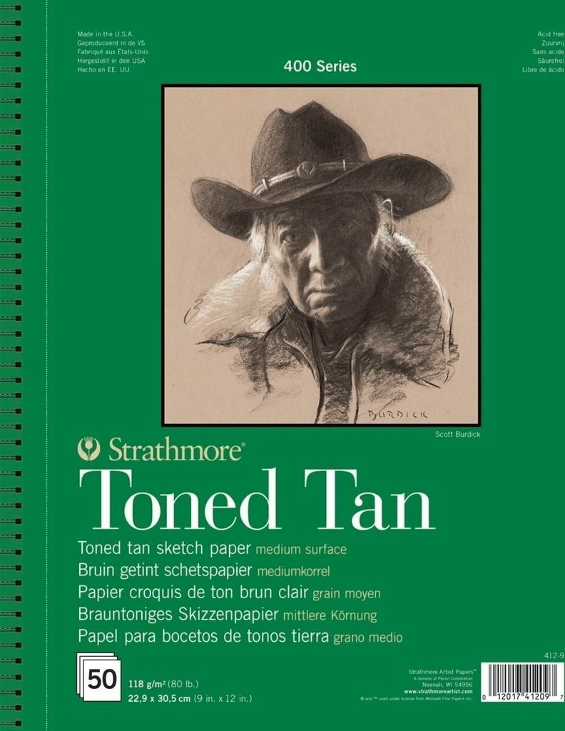 A sketchbook cover featuring a charcoal drawing of a cowboy.