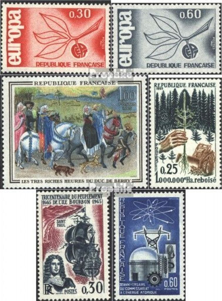 Briefmarken Frankreich 1965 Mi 1521-1522,1523,1524,1525, 1526 (kompl.Ausg.) postfrisch Europa