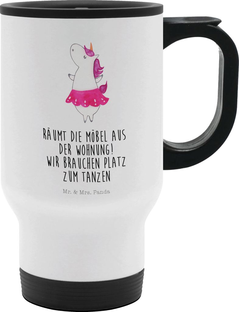 Mr. & Mrs. Panda Reisebecher Einhorn Ballerina - Weiß - Geschenk, Party, Kaffeebecher To Go, Edelstahl Trinkbecher, To-Go-Becher, Wohnung, Kaffee-...